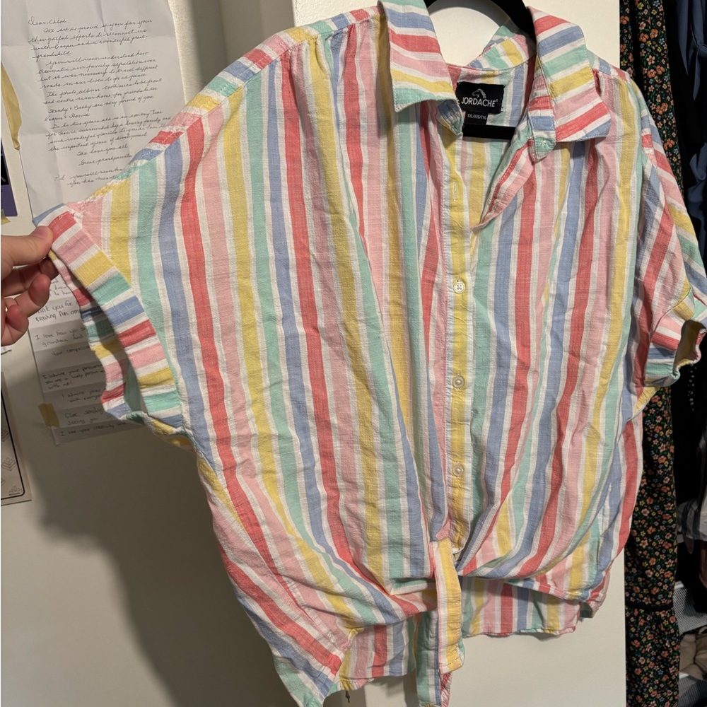 Jordache Pastel Striped Button-Down Shirt